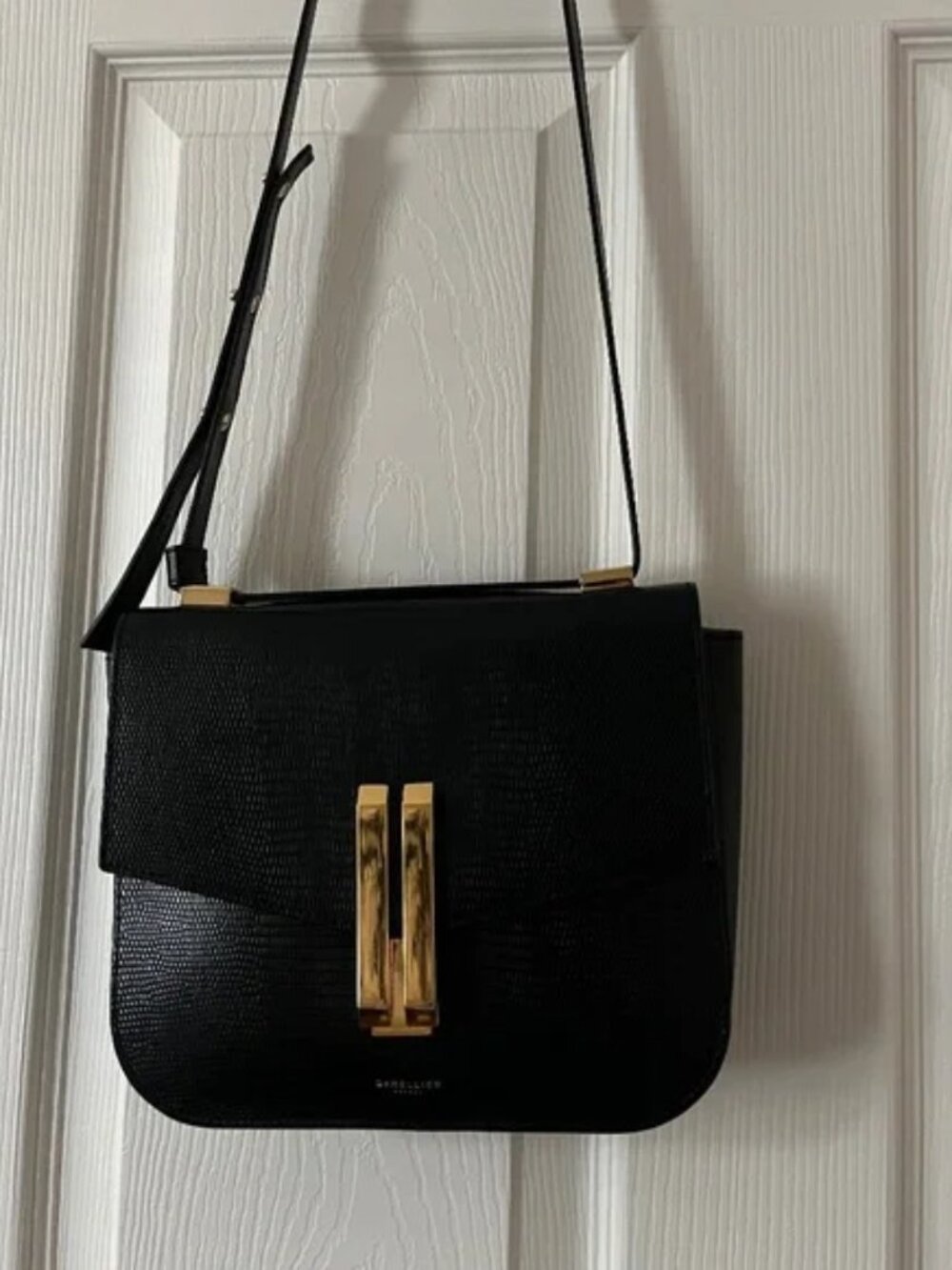 Demellier Vancouver crossbody bag (Authentic Croc/lizzard black)